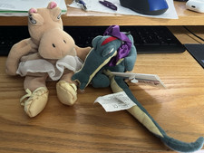 Vintage Disney Store Fantasia Alligator and Hippo Bean bag plush toy Beanie Baby