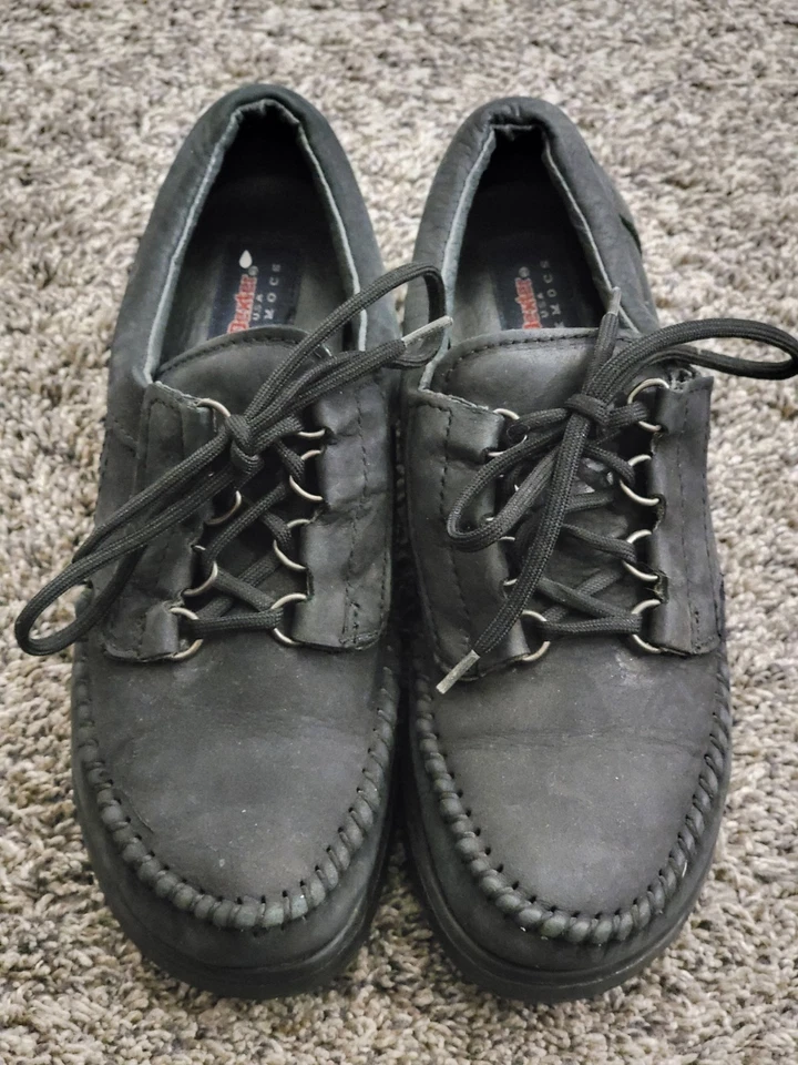 Zapatos para mujer Dexter USA Walk Mocs talla 7,5 M cuero con cordones negros Foto 3 de 4