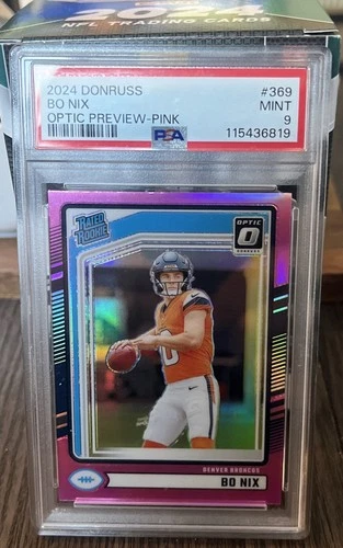 2024 Donruss Bo Nix Optic Preview Pink PSA Mint 9 #369