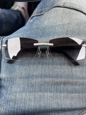 Authentic Blue Acetate Cartier Sunglasses With 1ct Diamonds On Nose Piece
