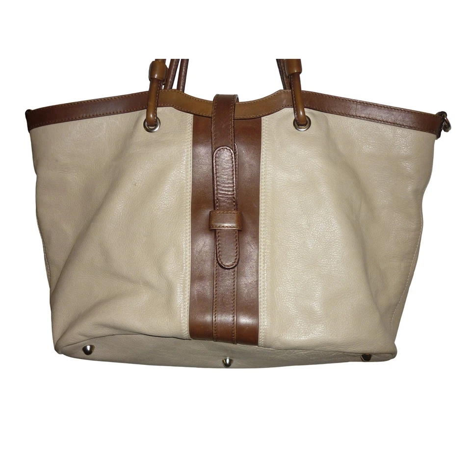 Bolso de Mano Marco Buggiani Chic Mujer Beige Marrón Cuero Asa Superior Bolso de Hombro Foto 2 de 4