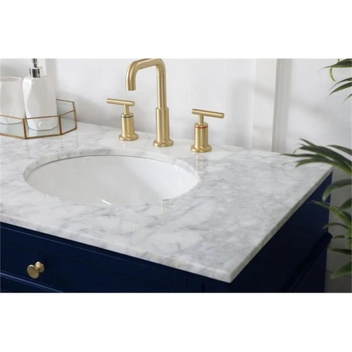 Elegant Decor Park Avenue 72" Metal MDF Marble Double Bathroom Vanity in Blue - Picture 4 of 8