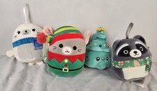 Squishmallow 4" Ornament Plush and Tree Keychain, Lot of 4