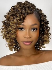 Curly Crochet Hair for Women Ombre Blonde 7 Packs GoGo Curl 8 Inch Pre Looped...