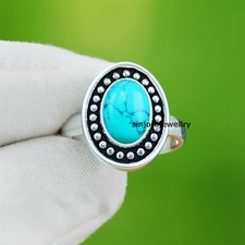 Turquoise Gemstone 925 sterling silver handmade Gift Ring US size 5 to 13