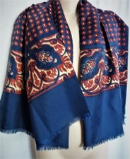 PIERA E BRUNA FLORENCE NAVY RED CREAM SILK SCARF 52x27"