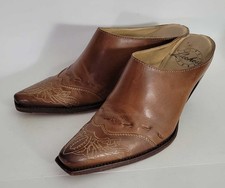 Lucchese Women's Western Slip On Mule Slide Cowgirl Booties Boots 7.5 B