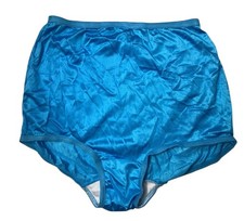 VTG Semi Sheer Blue Nylon Full Brief Mushroom Gusset Panties Sissy Granny Silky