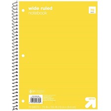 Up up Spiral Notebook 1 Subject Wide Ruled 70 Pages 7.5x10.5 Yellow