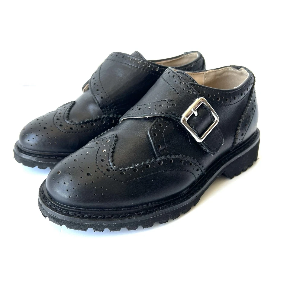 Kenneth Cole Wing Brad-T Buckle Dress Black Shoes Little Boys Sz 9 Leather NEW - Image 2 of 4