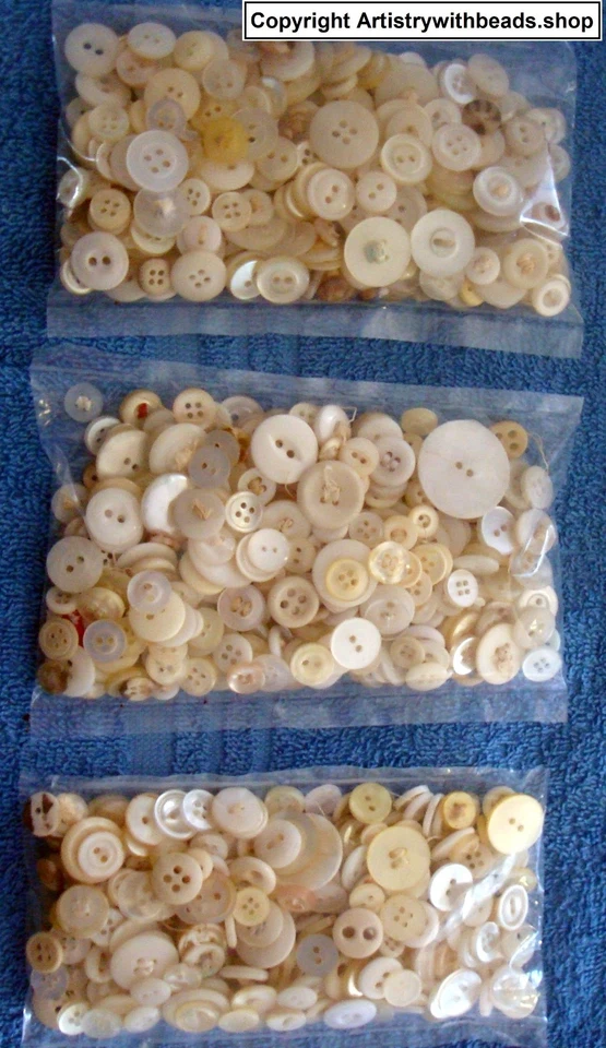 Vintage Mother of Pearl & plastic 5-25mm buttons 1/4 LB LOT 300-400pcs Misc006 - Image 3 of 3