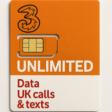 Student Three UK SIM Card - Unlimited Data, Calls & Texts valid for 10 Months