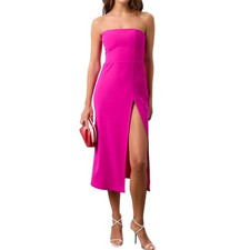 NWT Amanda Uprichard Pink Mandy Strapless Slit Midi Dress