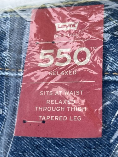 Levis 550 Jeans Mens 54x29 Blue Relaxed Fit Tapered Leg Sits At Waist Big Tall - Picture 2 of 6