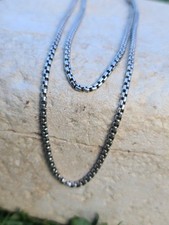 VTG Sterling 925 Solid Silver 3mm Thick Box Chain Necklace 36" Signed 35.9 grams