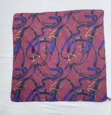 UNBRANDED RED EQUESTRIAN SILK HAND ROLLED MEN'S POCKET SQUARE 19"/19" EX.C