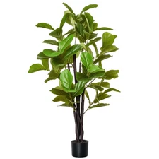 4.5' Artificial Fiddle Leaf Fig Potted Decorative Plant w/ 78 Realistic Leaves