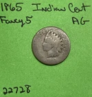 1865 Indian Head Cent Penny 1c AG About Good Bronze Fancy Five