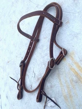 Cob/sm horse Amish made oiled  harness leather Western browband headstall