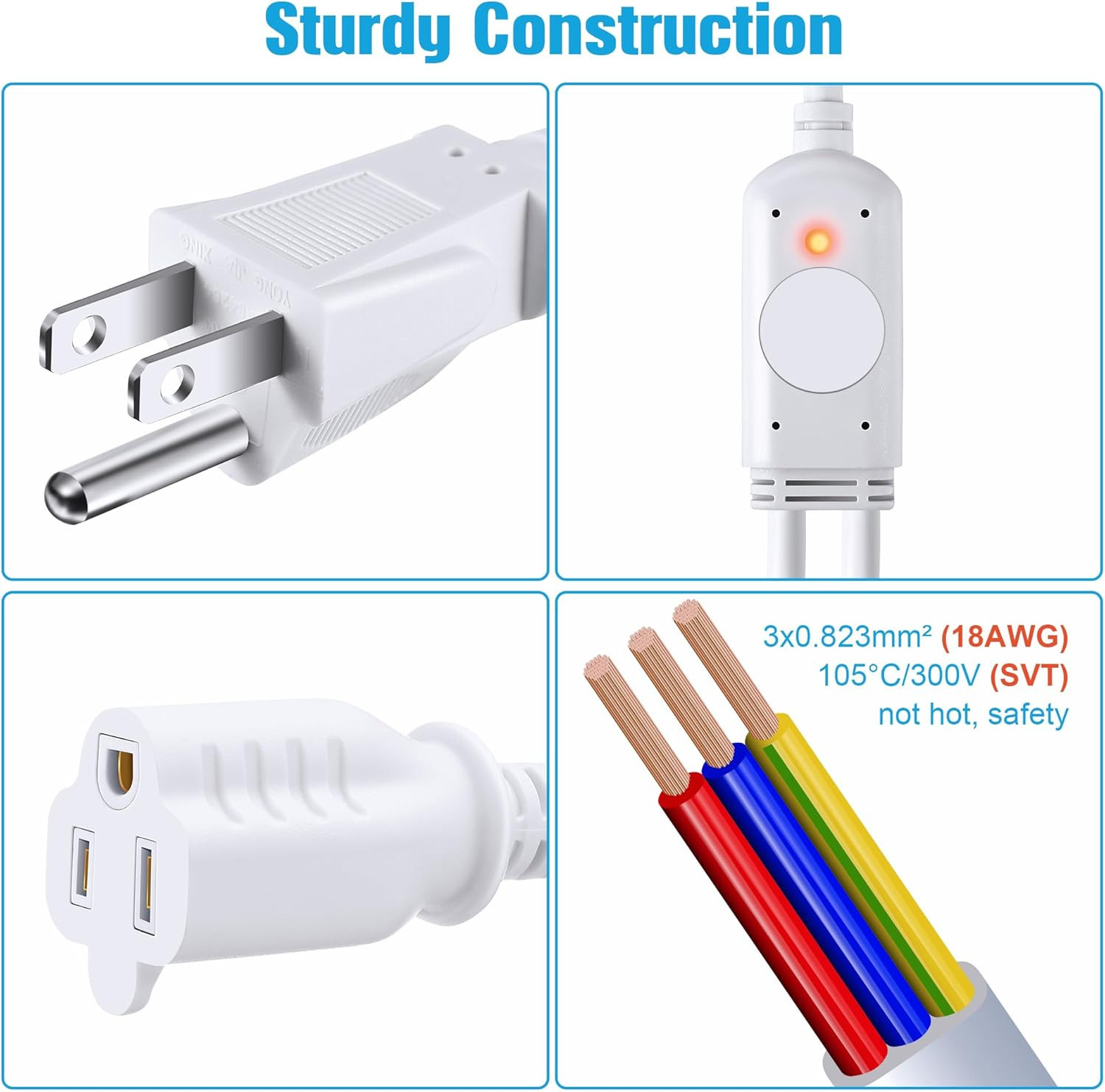 2 Plug 120V Heat Cable Controller, Outdoor Thermostat Controlled Extension Cord