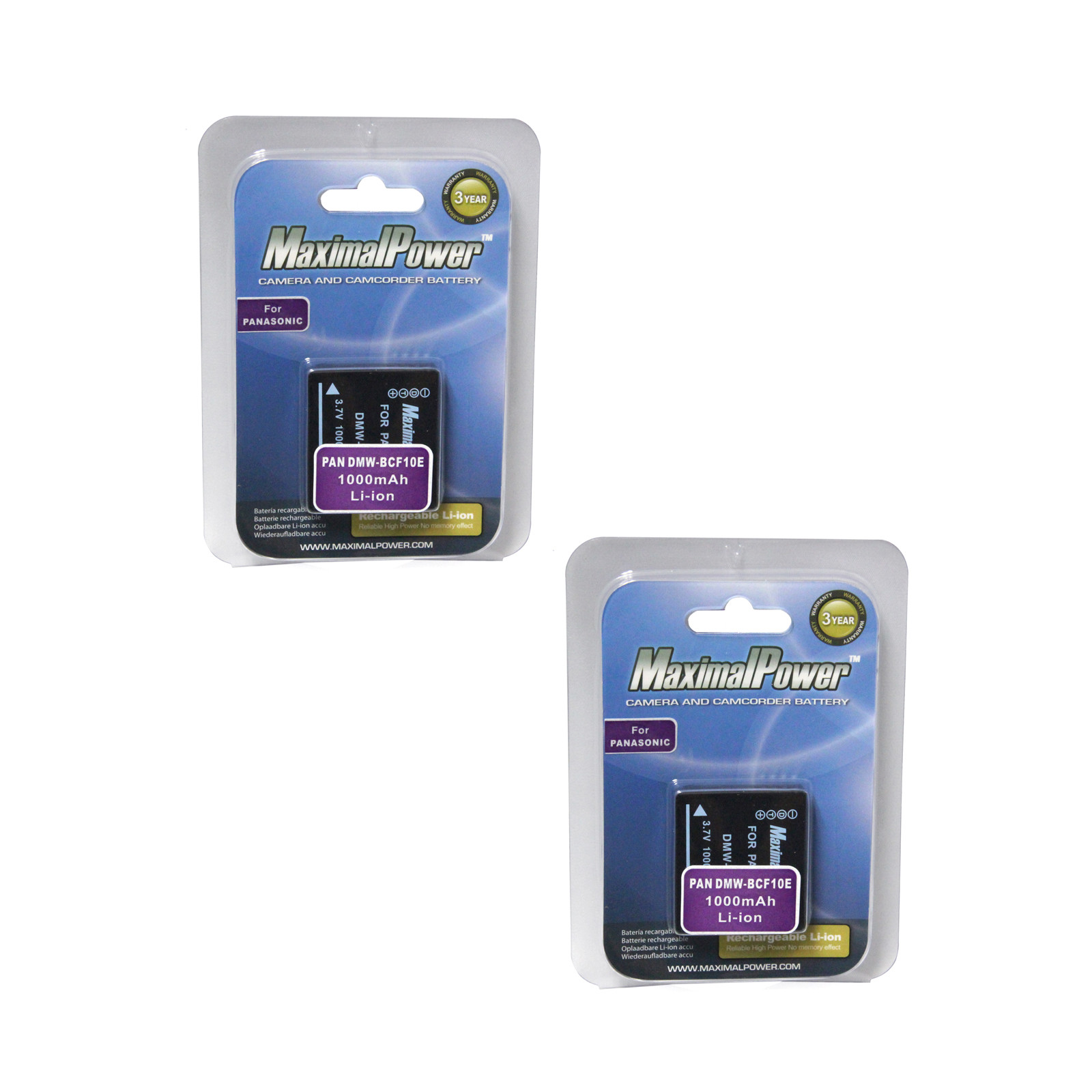 2x Panasonic DMW-BCF10 Replacement Batteries for Lumix DMC-FS12 Camera-image