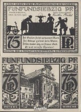 Banknoten Paderborn 1921 Notgeld: 1043.4 75 Pf Paterskirche Notgeldschein der St