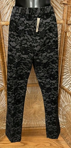 Mary Jane Marcasiano Womens Straight Leg Dress Pants Size 6 Black Floral Velvet  - Picture 6 of 12