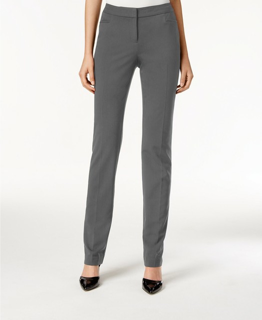 210 Alfani Women's Gray Slim Fit Comfort Waist StraightLeg Dress