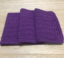 HANDMADE SET OF 3 CROCHET COTTON DISH CLOTHS OR WASH CLOTHS 8.5x8.5 INCHES NEW 