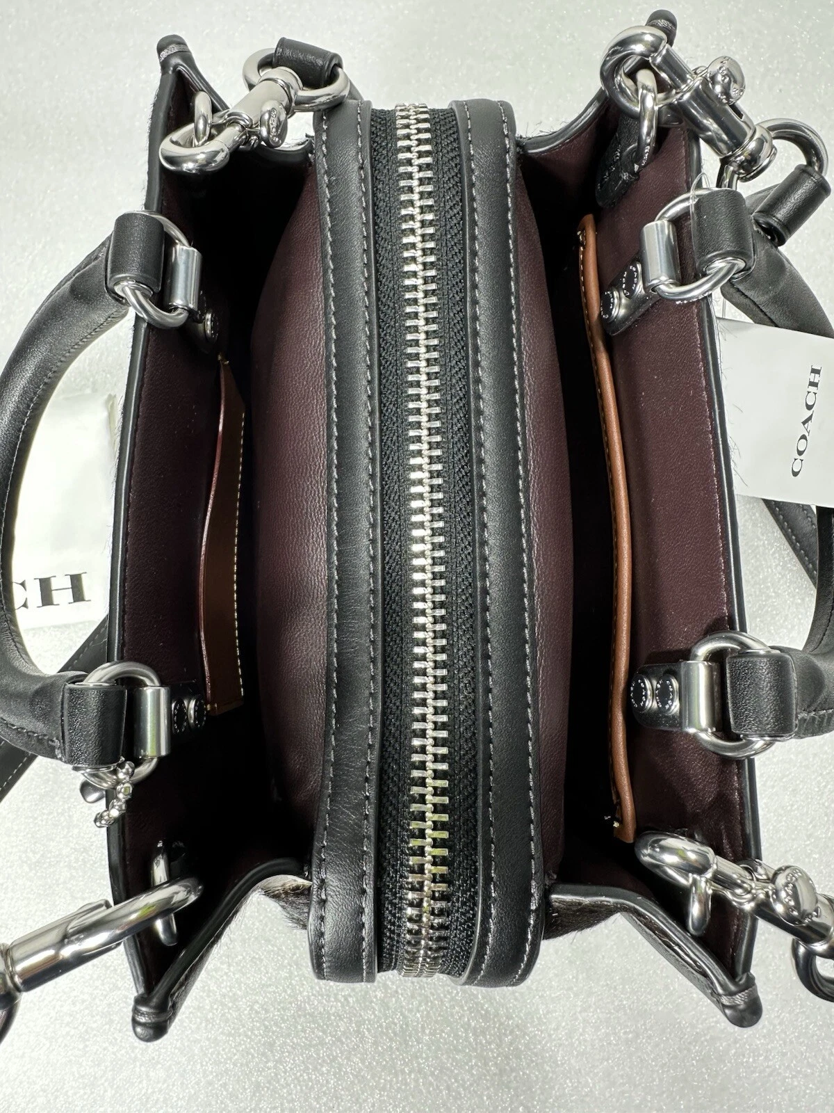 Coach Rogue 20 manico superiore zebrato pelo di vitello stampa animalier nuovo con etichetta cm564