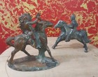 Vintage Cast Iron Japanese Native American Ingenious Chief Horse Rider Figurines — photo 1