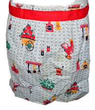Vintage Mid Century Multi-Color Rooster Apple Kitchen Cotton Blend Apron