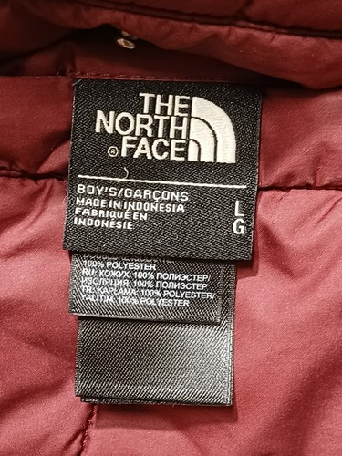 The North Face Reversible Puffer Jacket Boys Large Burgundy Blue Hood Coat - Picture 3 of 12