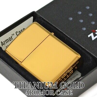 Zippo Armor Case Titanium Gold Side Logo Oil Lighter Etching Zippo Armor Case Titanium Gold Side Logo Oil Lighter Etching
