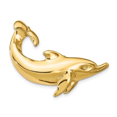 14K Gelbgold Delfin mit Schwanz oben Dia Anhänger