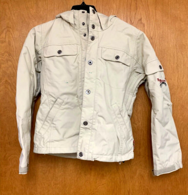 Burton Snowboarding Women's Hooded Ski Jacket Cream XS Sherpa Lined *Blemish