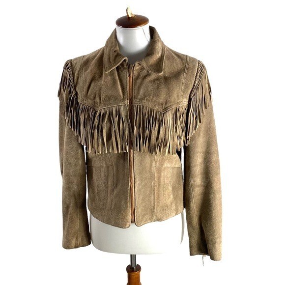 Wilson Leather Vintage Suede Fringe Western Jacket Wo… Gem