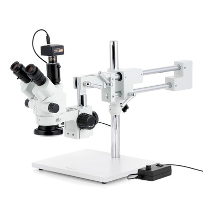 AmScope 7X-45X Simul-Focal Stereo Zoom Boom Mikroskop+10MP Kamera+Led-Licht