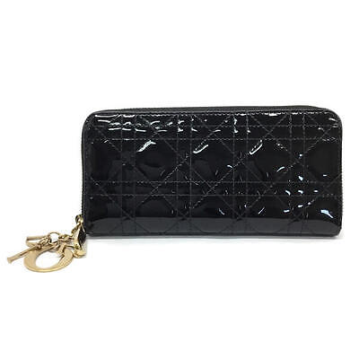 小物 Dior Long Zip Wallet Dior Christian Round Zipper Long Wallet Cannage Patent