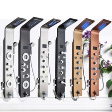 Shower Panel Column Tower LED Massage w/ Body Jets Waterfall Bathroom Mixer tap