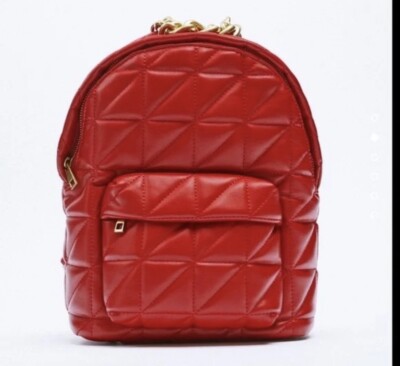 Zara medium size quilted backpack with studs Zara Quilted Backpack in Tan | eBay main image 4