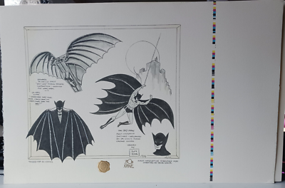 BATMAN DAVINCI BOB KANE SIGNED CONCEPT ART COA UNCUT WARNER