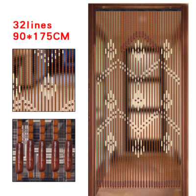 Natural Wood Bamboo Bead Curtain Fly Screen For Bedroom Porch 32 Lines 