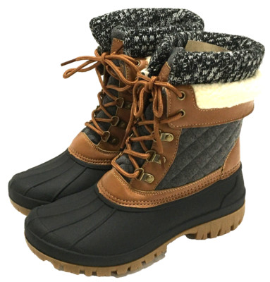 Aleader Snow Boots Women's Woven Collar Waterproof Slip Resistant Duck, Size 9