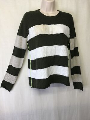 Lisa Todd Women's US Stripe On Sweater Safari/White *Sample* Size XS-XL R20-C80