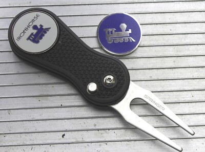 IRONHORSE RAILROAD TRAIN LOCOMOTIVE Golf Ball DUAL Marker Switchblade Divot Tool