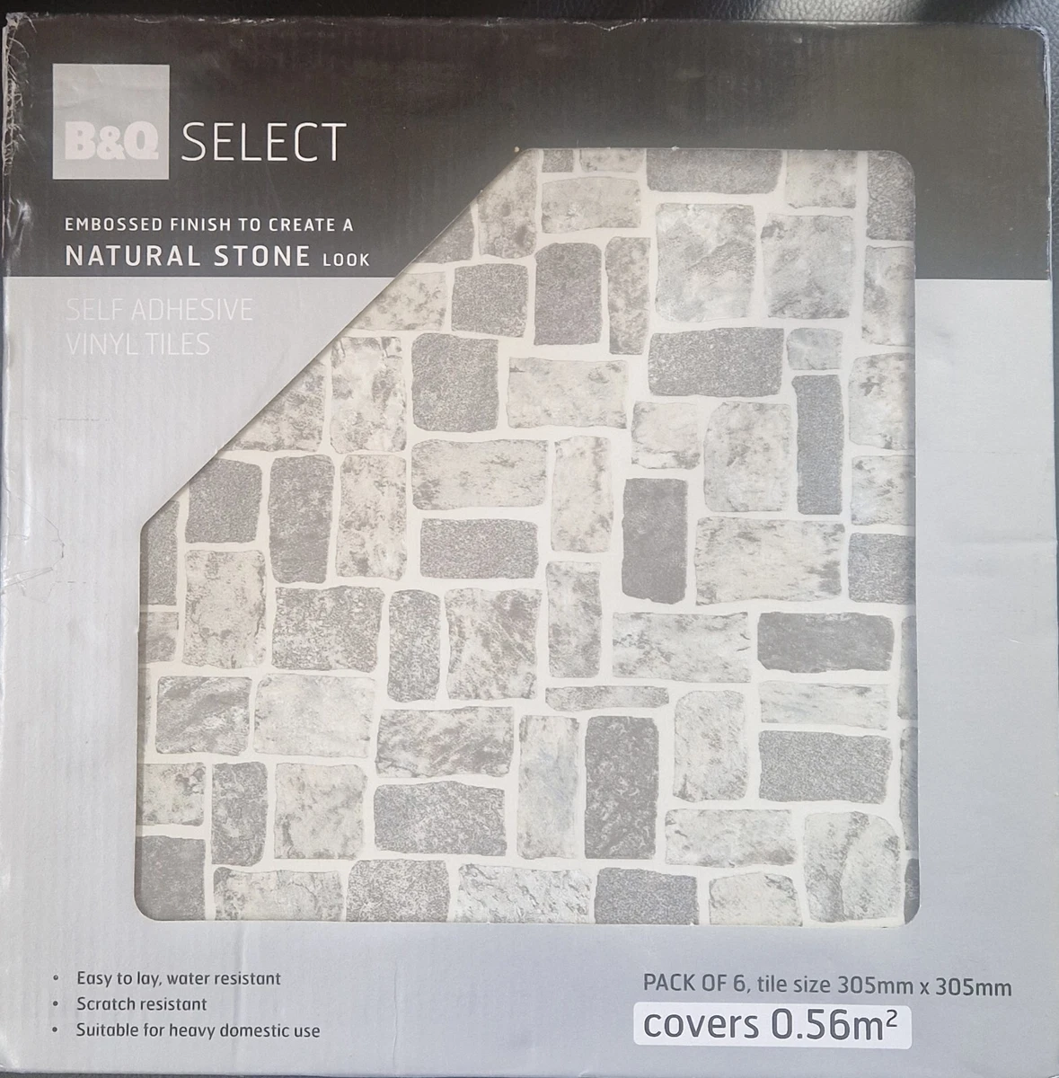B Q VINYL FLOOR TILES SELF ADHESIVE KITCHEN BATHROOM 48 TILES