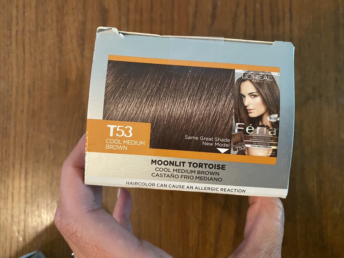 L'Oréal Feria T53 Cool Medium Brown Hair Color 3x highlights