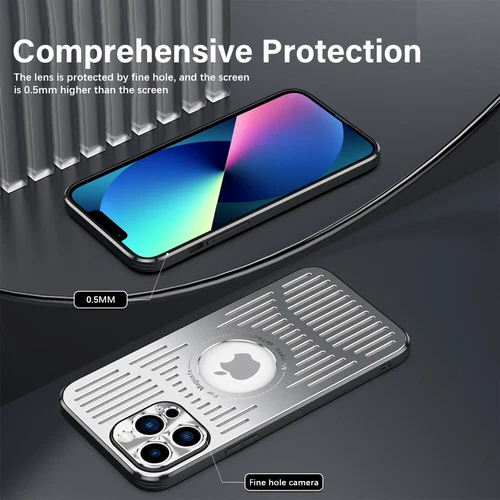 UK For iPhone 15 14 Pro Max 12 13 MagSafe Metal Case Heat Dissipation Cover - Zdjęcie 17 z 28