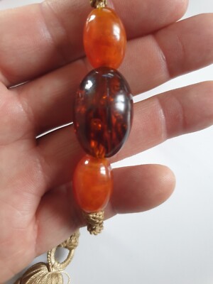 Collier Vintage Long 120 Cm En Ambre Naturel - Grand Sautoir Style Rétro Charleston - Belle Qualité